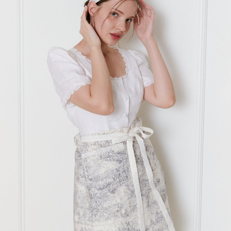 Toile de Jouy Half Apron