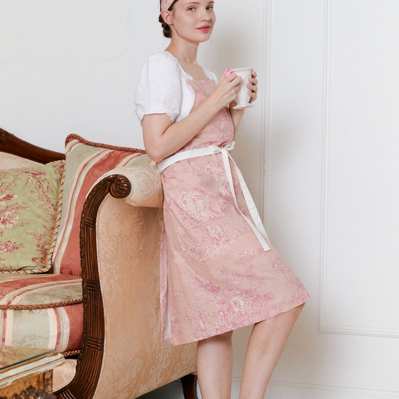 Pink Toile de Jouy Waterproof Apron
