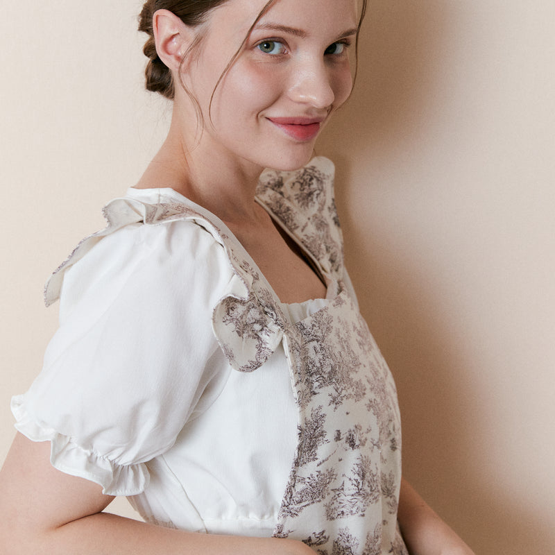 Winged Toile de Jouy Apron
