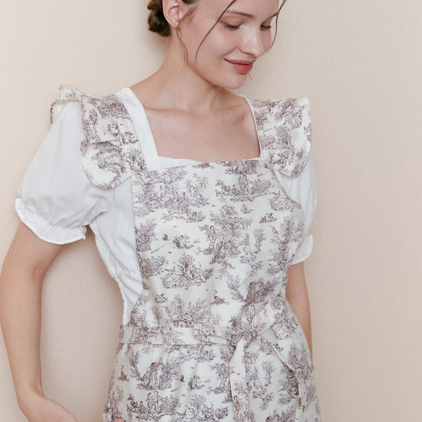 Winged Toile de Jouy Apron