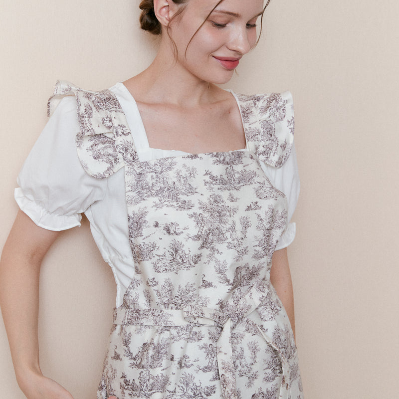 Winged Toile de Jouy Apron