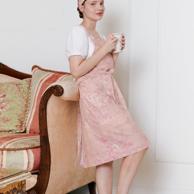 Pink Toile de Jouy Waterproof Apron