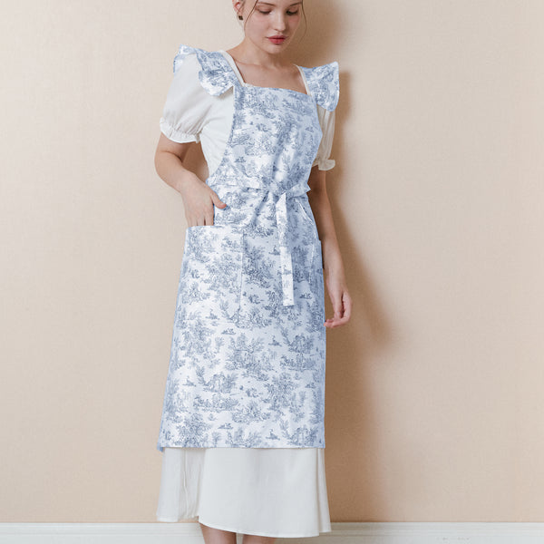 Winged Toile de Jouy Apron
