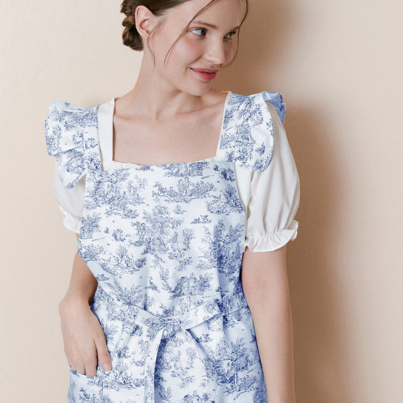 Winged Toile de Jouy Apron