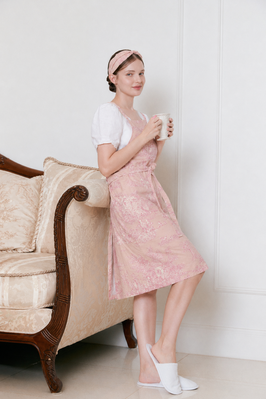 Vintage Pink Toile Waterproof Apron